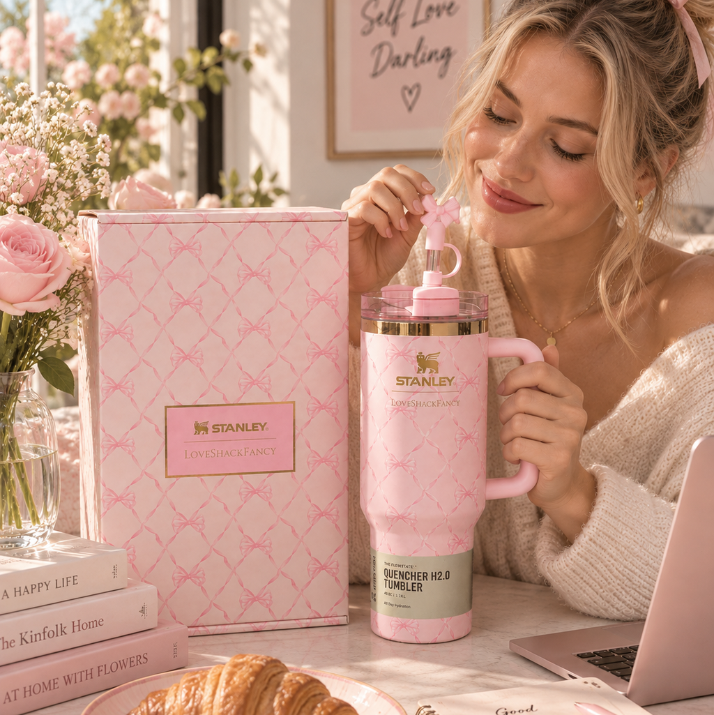 Pink Coquette Bow 40oz Tumbler Gift Set