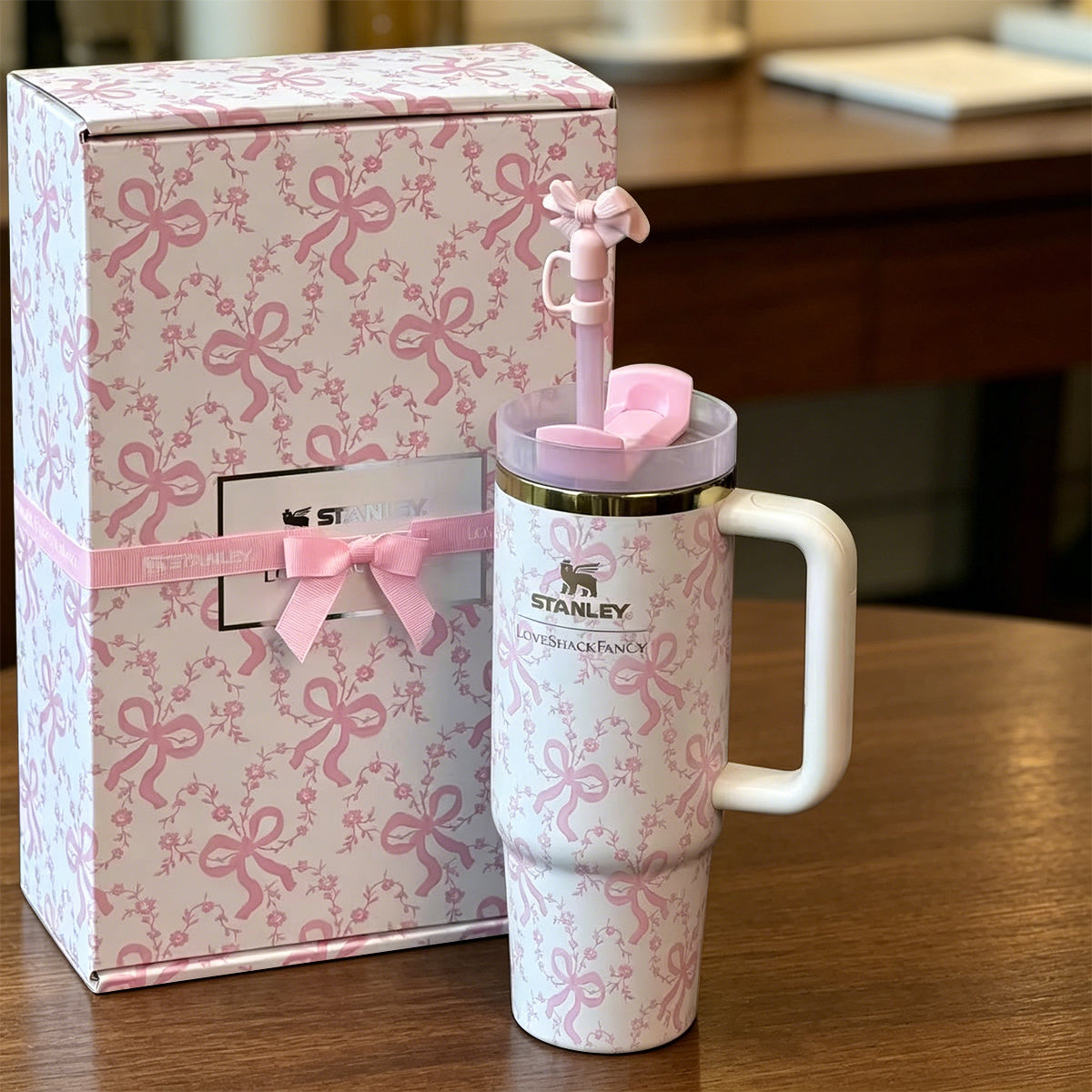 Pink Bow Garden 40oz Tumbler Gift Set